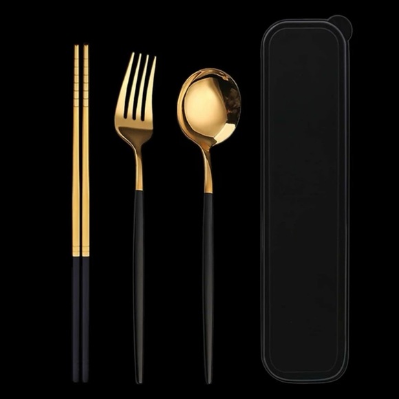 2 Set Cutlery 3 pcs Stainless Steel Spoon-Fork-Chopstick - Picture 3 of 5
